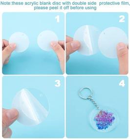 img 3 attached to 40-Piece Clear Keychain Blank Set: Acrylic Blanks 🔑 with Protective Film, Transparent Charms for DIY Projects and Crafts