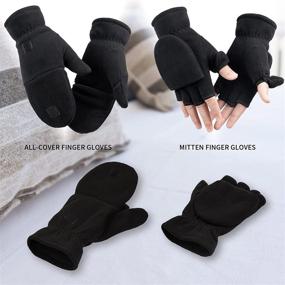 img 2 attached to Warm Winter Convertible Gloves: Flip Top Mittens for Texting, Photographing, and Running - Men and Women