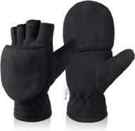 warm winter convertible gloves: flip top mittens for texting, photographing, and running - men and women логотип