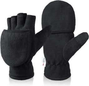 img 4 attached to Warm Winter Convertible Gloves: Flip Top Mittens for Texting, Photographing, and Running - Men and Women