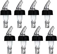 🍾 enhanced measured bottle pourer with tail and collar, liquor bottle pourers jigger shot pourer, 1 oz/ 30 ml (black and clear, pack of 8) логотип