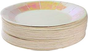 img 1 attached to 🍽️ 48-Pack Pink Holographic Disposable Plates - Ideal for Appetizer, Lunch, Dinner, and Dessert - Perfect for Kids Birthday Party Favors - Measures 7 x 7 Inches - Party Supplies