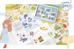 img 1 attached to 🌿 Kawaii Washi Stickers Set (50 Sheets) - Cute Forest Animals, Green Plants, Marine Life, Food, Fruits, Daily Stuff - Decorative Labels for Scrapbooking, Journaling, Stationery, Planner, Diary, Envelope, Album