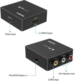 img 2 attached to 🔌 Portta 3RCA Composite CVBS AV to HDMI Video Audio Converter Adapter Box - Mini, HDMI Scaler 1080P Support for TV/PC/PS3/Blu-ray DVD, Black