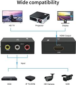 img 1 attached to 🔌 Portta 3RCA Composite CVBS AV to HDMI Video Audio Converter Adapter Box - Mini, HDMI Scaler 1080P Support for TV/PC/PS3/Blu-ray DVD, Black