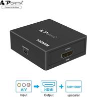 🔌 portta 3rca composite cvbs av to hdmi video audio converter adapter box - mini, hdmi scaler 1080p support for tv/pc/ps3/blu-ray dvd, black logo