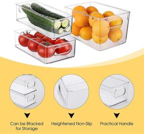 img 2 attached to 🧺 Clear Stackable Fridge Organizer Bins - 6-Pack Plastic Storage Set for Refrigerator, Freezer, and Pantry - BPA Free