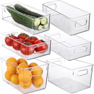 🧺 clear stackable fridge organizer bins - 6-pack plastic storage set for refrigerator, freezer, and pantry - bpa free логотип