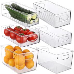 img 4 attached to 🧺 Clear Stackable Fridge Organizer Bins - 6-Pack Plastic Storage Set for Refrigerator, Freezer, and Pantry - BPA Free