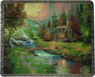 🏔️ mountain paradise scripture tapestry throw, psalm 46:10, 50 x 60-inch, by manual woodworkers &amp; weavers logo