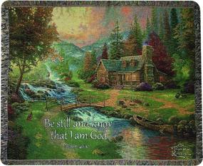 img 1 attached to 🏔️ Mountain Paradise Scripture Tapestry Throw, Psalm 46:10, 50 x 60-Inch, by Manual Woodworkers &amp; Weavers