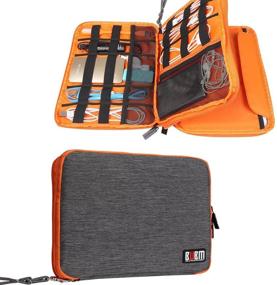 img 4 attached to 👝 Универсальная сумка для хранения для путешествий с двумя слоями - Серый и Оранжевый от BUBM: Идеально подходит для электронных аксессуаров, USB-кабелей и многого другого!