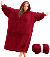 🧥 cozy blanket sweatshirt hoodie for women - wearable blanket with giant pocket and sleeves, super warm and oversized hooded blanket (burgundy) logo