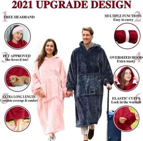 img 3 attached to 🧥 Cozy Blanket Sweatshirt Hoodie for Women - Wearable Blanket with Giant Pocket and Sleeves, Super Warm and Oversized Hooded Blanket (Burgundy)