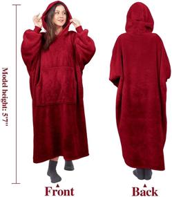 img 1 attached to 🧥 Cozy Blanket Sweatshirt Hoodie for Women - Wearable Blanket with Giant Pocket and Sleeves, Super Warm and Oversized Hooded Blanket (Burgundy)