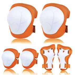 img 4 attached to 🛹 EGMOO Orange Knee Elbow Pads Toddler Wrist Guards: High-quality protective gear for kids aged 2 to 8 - perfect for extreme sports, skating, biking, rollerblading, and skateboarding!