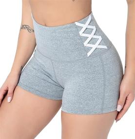 img 4 attached to 🩳 Women's High Waist Yoga Shorts for Workout and Running with Tummy Control - DIELUSA