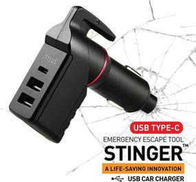 img 4 attached to 🚗 Ztylus Stinger USB Type C Car Charger Emergency Escape Tool: Window Breaker Punch, Seat Belt Cutter, 3-Port USB Quick Charger - 3.0A Max Output (Black)