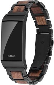 img 4 attached to 🌲 Ayeger Wood Band: Stylish Sandalwood Stainless Steel Replacement Wristband for Fitbit Charge 4/3 - Ideal for Women and Men