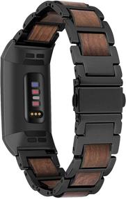 img 3 attached to 🌲 Ayeger Wood Band: Stylish Sandalwood Stainless Steel Replacement Wristband for Fitbit Charge 4/3 - Ideal for Women and Men