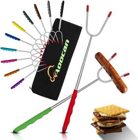 img 4 attached to Aoocan Marshmallow Roasting Sticks, Set of 12 Extendable 45&#34; Smores Sticks for Fire 🔥 Pit, Telescopic Rotating Smores Skewers - Hot Dog Roasting Sticks for Campfire, Camping, Bonfire, and Grill