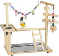 olpchee bird playground parrot playstand: wood perch gym with feeder cups & toys for cockatiel parakeet - tray included logo