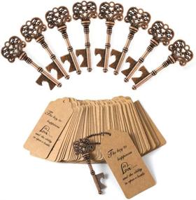 img 4 attached to 🔑 DerBlue 60 PCS Vintage Skeleton Key Bottle Openers - Rustic Wedding Favors & Decorations with Escort Tag Card