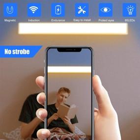 img 3 attached to 💡 Wireless Ultra Thin Under Cabinet Light with 1500MA Battery, 40CM 84 LEDs Silver Motion Sensor Light - Warm White for Kitchen, Cabinet, Wardrobe, Closets, Bedroom