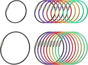 img 4 attached to 🔑 KACOLA Cable Key Ring Set - 20 Pcs Colored Nylon Coated Wire Loops with Screw Lock for Hiking & Luggage Tags - 5 Colors Included