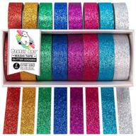 🎨 bearly art glitter goodies washi tape - extra long rolls - 8 colors - 15mm wide and 5m long - perfect for diy crafts, scrapbooking, and paper crafts logo