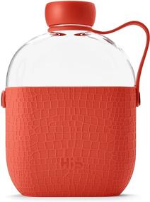 img 4 attached to Hip 22-oz Flat Water Bottle Flask: Textured 🌊 Silicone Sleeve, Carrying Handle - BPA-Free Tritan Plastic (Coral)