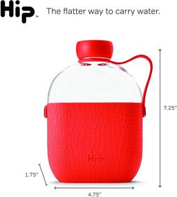 img 2 attached to Hip 22-oz Flat Water Bottle Flask: Textured 🌊 Silicone Sleeve, Carrying Handle - BPA-Free Tritan Plastic (Coral)