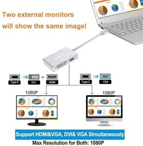 img 3 attached to 4 в 1 USB C хаб адаптер с VGA/HDMI/DVI, MONODEAL USB 3.0 Тип-С видео конвертер для многодисплейного 4K UHD, мужской к женскому