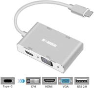 4 в 1 usb c хаб адаптер с vga/hdmi/dvi, monodeal usb 3.0 тип-с видео конвертер для многодисплейного 4k uhd, мужской к женскому логотип