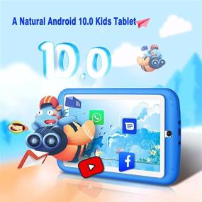 img 1 attached to 📱 JUSYEA Kids Tablet 7 inch Android 10.0 - Educational and Entertainment Tablet with Case - Quad Core, 1GB RAM, 16GB ROM, 3000mAh Battery, WiFi, Bluetooth - Blue