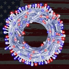 img 4 attached to Gogsic 300 LED 109Ft Christmas String Lights Outdoor Indoor Christmas Decoration Red Blue White Fairy String Light Plug-In 8 Memory Modes Waterproof Connectable For Patio Wedding Party Patriotic Decor