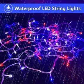 img 1 attached to Gogsic 300 LED 109Ft Christmas String Lights Outdoor Indoor Christmas Decoration Red Blue White Fairy String Light Plug-In 8 Memory Modes Waterproof Connectable For Patio Wedding Party Patriotic Decor