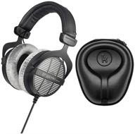🎧 beyerdynamic dt-990 pro open back headphones (250 ohms) with knox gear large hard shell headphone case bundle (2 items) logo