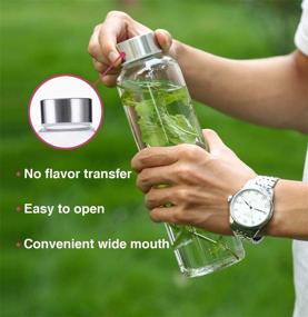 img 2 attached to 🍶 Emica Glass Water Bottles 6 Pack - 18oz/550ml with Stainless Steel Lid, 100% Borosilicate for Homemade Drinks, Smoothies, Bubble Tea, and more