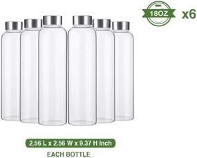 img 3 attached to 🍶 Emica Glass Water Bottles 6 Pack - 18oz/550ml with Stainless Steel Lid, 100% Borosilicate for Homemade Drinks, Smoothies, Bubble Tea, and more