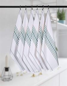 img 1 attached to 🏞️ Нативные кухонные полотенца Native Fab Scandia Stripe - 12 штук, хлопковая плотная и прочная ткань, 14x25 дюймов, зелено-белого цвета - идеально подходят для чайных полотенец, салфеток, уборки и ресторанов.