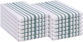 img 2 attached to 🏞️ Нативные кухонные полотенца Native Fab Scandia Stripe - 12 штук, хлопковая плотная и прочная ткань, 14x25 дюймов, зелено-белого цвета - идеально подходят для чайных полотенец, салфеток, уборки и ресторанов.