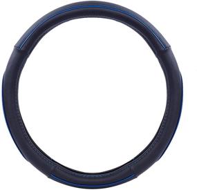 img 1 attached to 🚗 Car Pass Universal Fit Steering Wheel Cover: Black and Blue with Colour Piping - Ideal for Suvs, Vans, Trucks, Sedans, and Cars
