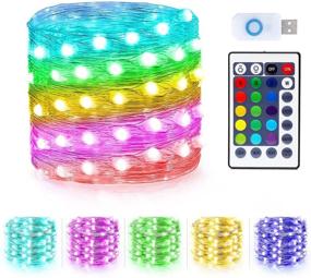 img 4 attached to 🧡 16Ft 50 LED Color Changing Fairy Lights with Remote Control - Plug in Fairy Lights for Bedroom - LED String Lights for Christmas, Indoor and Bedroom Decor - Orange Fairy Lights Hanging