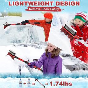 img 2 attached to ❄️ Lenbest Snow Brush for Car: 43'' Extendable 3-in-1 Snow Scraper and Brush with Squeegee, Ice Scraper, Foam Grip – Perfect Snow Removal for Car, Auto, SUV, Truck