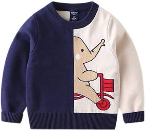 img 1 attached to Fruitsunchen Sweater Pullover Sweatshirt Elephant Blue Boys' Clothing