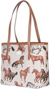 img 3 attached to 👜 Стильная женская сумка из ткани Signare с рисунком бегущих лошадей (COLL-RHOR)