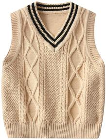 img 4 attached to 🧥 Boys' Knitted Sweater Vest - Sleeveless Waistcoat Pullover Sweater in Sweaters