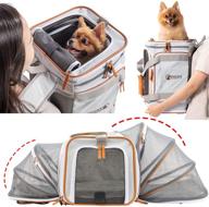 airline approved pet carrier backpack under seat, soft dog purse travel bag for hiking camping outdoor, expandable tote front backpack for small puppy dogs in airplane car logo