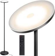 outon 30w 2400lm led modern torchiere sky lamp with 4 color temperatures, stepless dimmer, 🔦 remote touch control, 1 hour timer - bright standing lamp for living room, bedroom, office (black) логотип